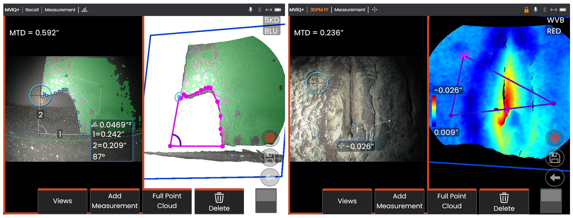 MVIQ+/XLG4+工業(yè)視頻內(nèi)窺鏡在燃?xì)廨啓C(jī)中的葉片缺失材料測量及缺陷深度測量